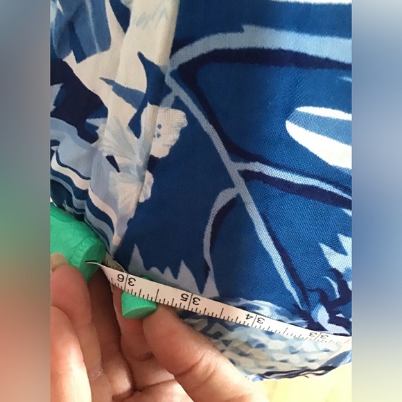 America & Beyond Elegant Long Dress 100% Viscose Blue and White with Lace Size S - Picture 9 of 9